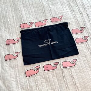 Vineyard Vines cloth drawstring gift bag storage and whale stickers NEW